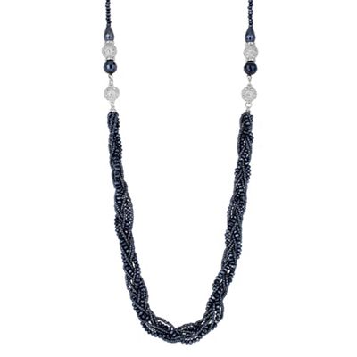 Navy beaded multi strand magnetic necklace